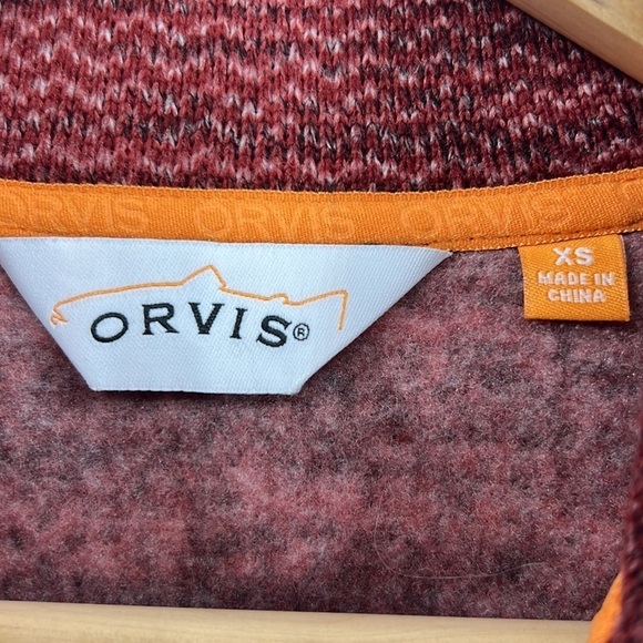 Orvis Sweater Womens Extra Small Red Mock Neck 1/4 Snap Button Pullover NEW - Picture 4 of 12